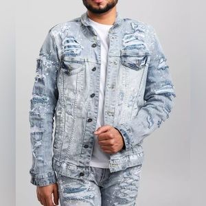 NWOT Buckle Smoke Rise Men’s Denim Stretch Distressed Jacket